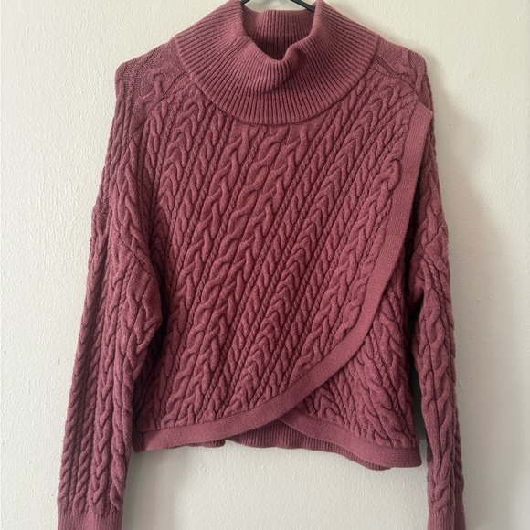 Express Sweaters - Express Pink Cable Knit Cowl Sweater